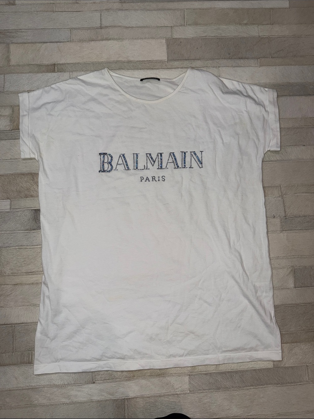 Women’s Balmain White Short Sleeve Logo Tee